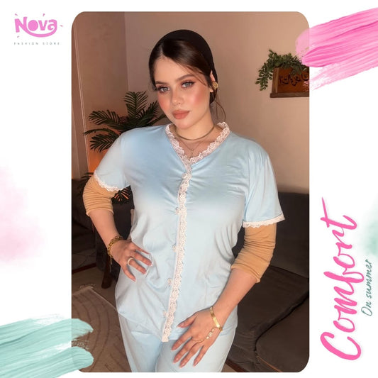 Dantel pajama baby blue - 005